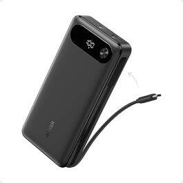 Powerbank Anker 20000mAh з вбудованим USB-C кабелем, 87W, 1 USB-C та 1 USB-A, для MacBook, iPhone, Samsung, Switch та інших пристроїв (Чорний)