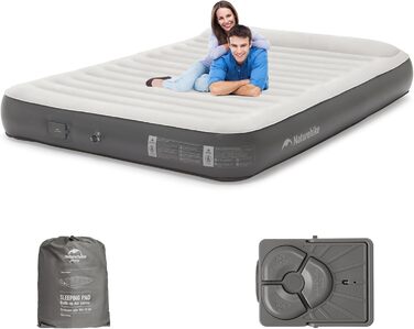 Надувна матрац Naturehike для 2 осіб з електричним насосом, 200x150x25 см. Самостійно надувається, преміум-якість. Ідеально для кемпінгу, дому та гостей. Колір: коричневий, сірий.