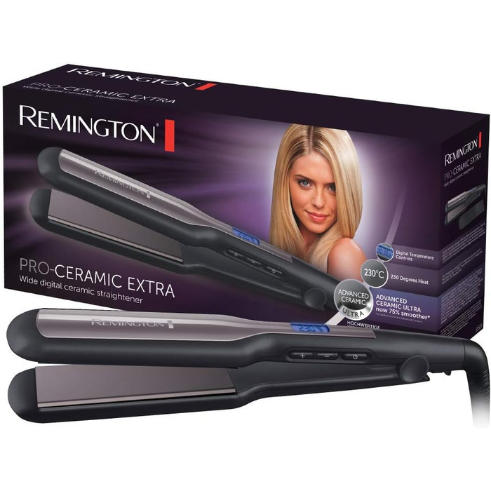 Випрямляч для волосся Remington S5525 Pro-Ceramic з широкими пластинами 45 мм, LCD-дисплей, 150-230°C, для густого волосся