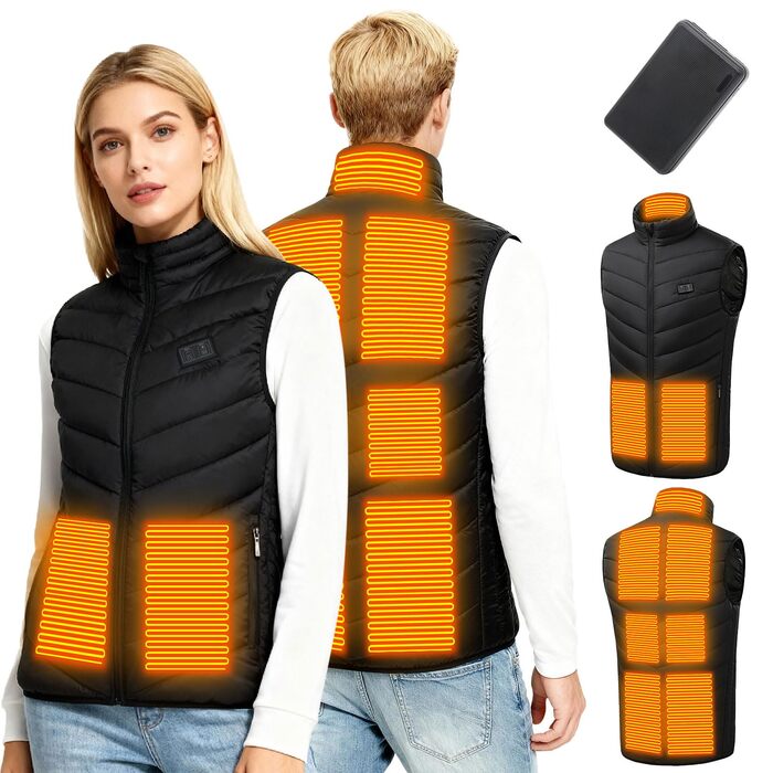 Обогревна жилетка для чоловіків та жінок, жилетка з підігрівом 9 нагрівальних панелей та 3 режими температури, тепла куртка для роботи на відкритому повітрі, подарунок на Різдво