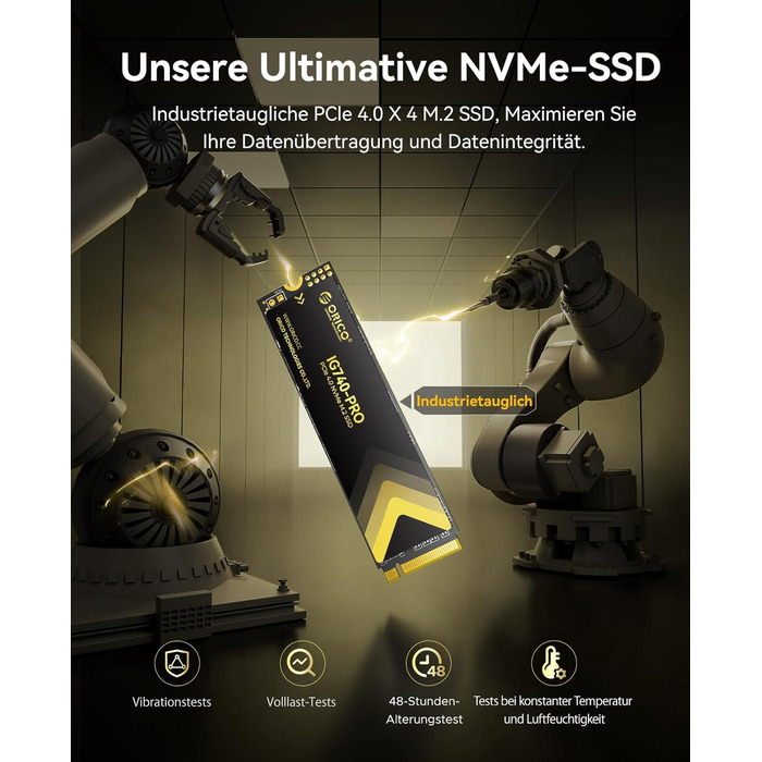 SSD Orico 1TB M.2 NVMe PCIe 4.0 (IG740PRO) - Швидкість до 7100 МБ/с, TLC 3D NAND, з радіатором, для ПК, ноутбука, PS5