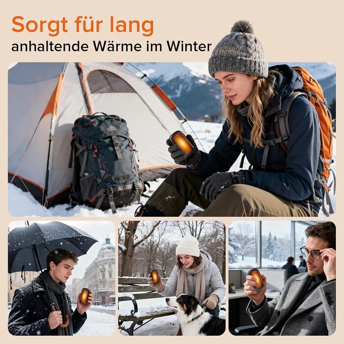 Електричні грілки для рук 2 шт. - акумуляторні, з магнітною застібкою, до 12 годин роботи, чорні - подарунок для жінок та чоловіків