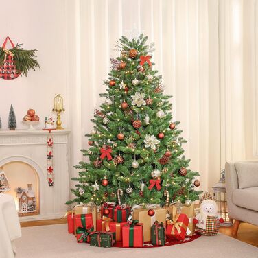 Набір прикрас для ялинки Alupssuc 128 шт. - ялинкові кулі, квіти, орнаменти, червоно-золотий (шампань, коричневий)