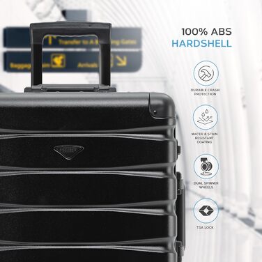 Чемодан Flight Knight Premium: Алюмінієвий каркас, ABS корпус, 8 коліс, 56x45x25см, Чорний