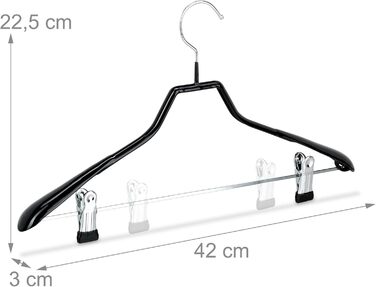 Relaxdays Clothes Hanger Set, 10-Piece, Clothes Hangers for Costumes, Rubber-Coated Metal, Non-Slip, Space-Saving, 42 cm, Black