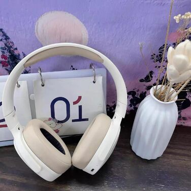 Беспроводные наушники HiFi Bluetooth с микрофоном, складные, шумоподавление, для спорта и путешествий (Бежевый)