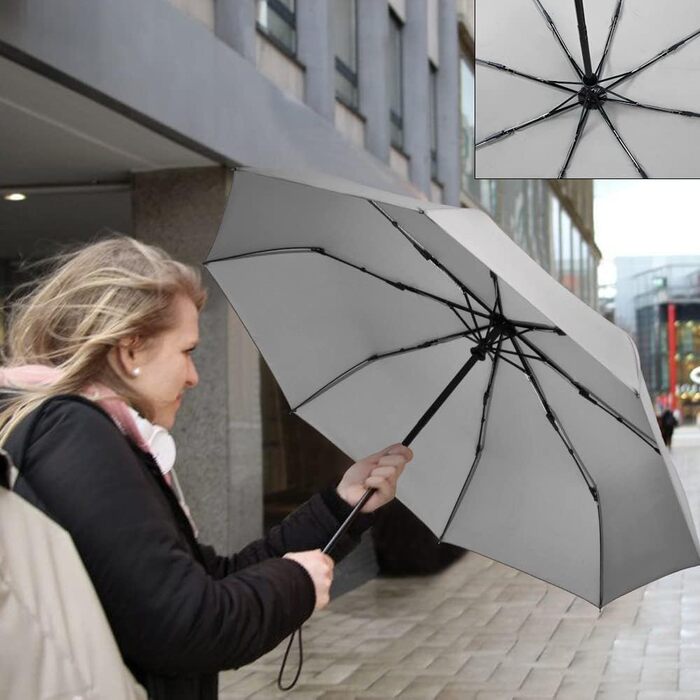 Візон парасолька автоматична, 8 спиць, тефлонове покриття, зелений (8 спиць - сірий)