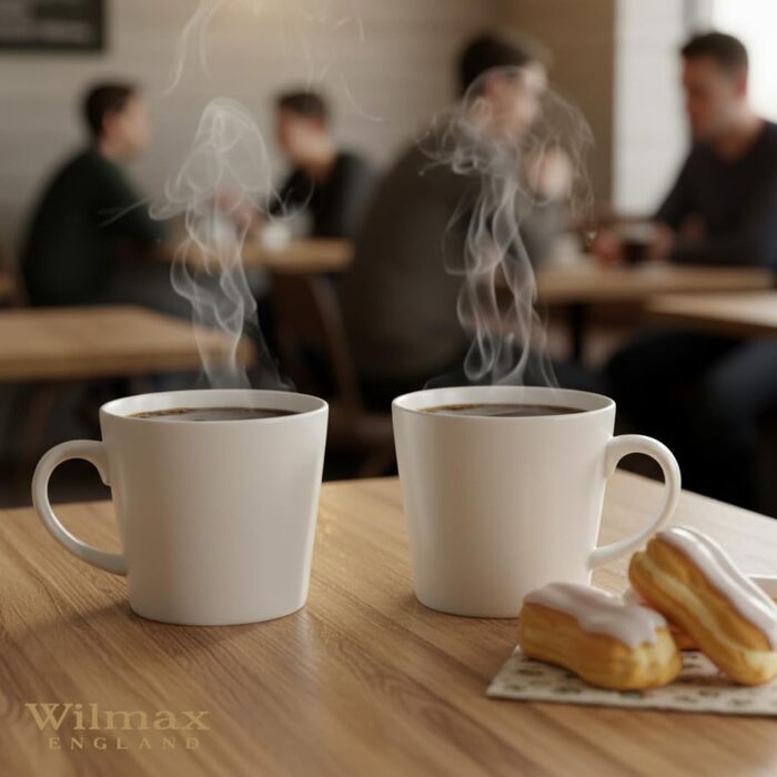 Набір чашок для чаю та кави Wilmax - 2 шт., 630 мл, порцеляна, білі