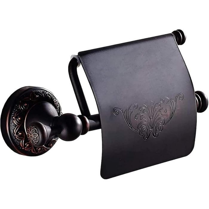 Тримач туалетного паперу вінтажний з латуні з кришкою, настінний, для ванної кімнати, бронзовий (олійна обробка)