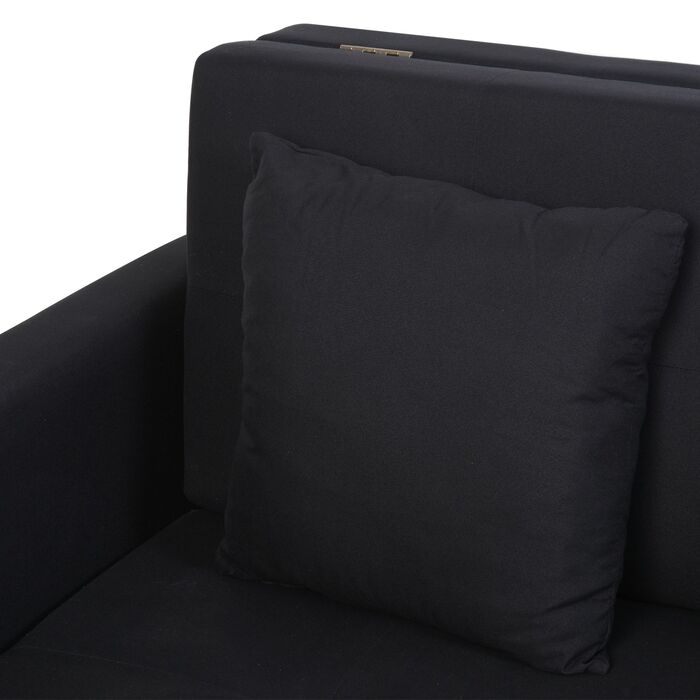 HOMCOM 2-Seater Sofa Bed with Storage, Back Cushions, Polycotton, Wood, Charcoal Gray, 152x101x81cm | Aosom