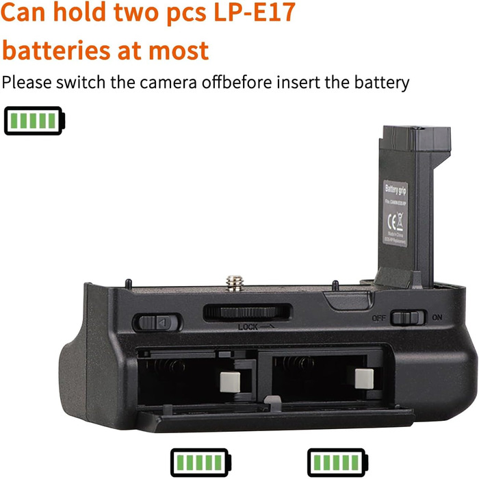 Вертикальний хват для Canon EOS RP/R8: тримач акумулятора 2 x LP-E17 | QUMOX