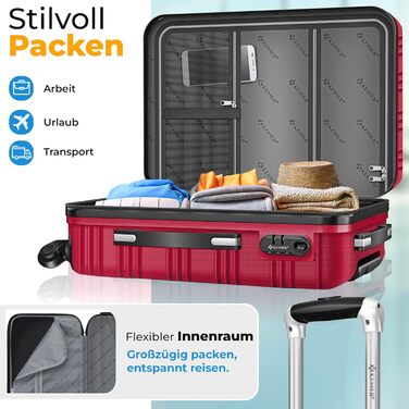 Набір валіз KESSER® з твердим корпусом (4 шт) – Bordeaux. Валізи з ABS-пластику, телескопічною ручкою, 4 колеса, ваги та брелок для багажу. Розміри: S, M, L, XL