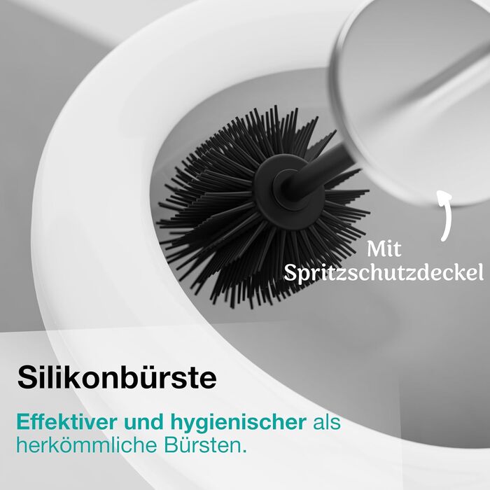 Настінна щітка для унітазу з силікону та металу - Klobürste Wandmontage - WC3680