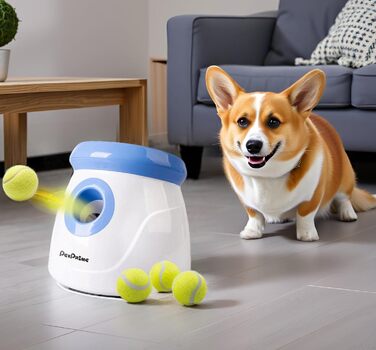 Автоматична машинка для метання м'ячів Pet Prime для собак, 10-40 футів, з 6 тенісними м'ячами (2,5''), для великих собак, синя