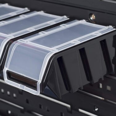 Stackable Boxes Set – 50 x Stackable Boxes with Lid 155x100x70 mm – Transparent Storage Boxes, Black