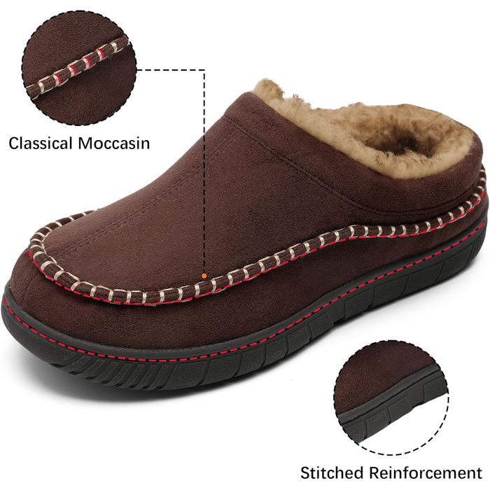 Чоловічі тапочки MIXIN для дому та вулиці з піною пам'яті, теплі, пухнасті, зручні, антиковзаючі мокасини, EU41-47 (43 EU), Колір: Коричневий