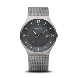 Годинник Bering чоловічий Solar, 40 мм, корпус та циферблат з нержавіючої сталі, браслет Milanaise, сапфірове скло, 5 ATM, 14440-077