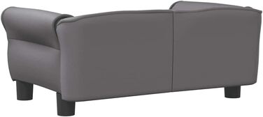 Крісло-ліжко для собак, м'яке ліжко для тварин, лежанка для маленьких собак та котів, сіре штучне шкіряне, 70 x 45 x 30 см