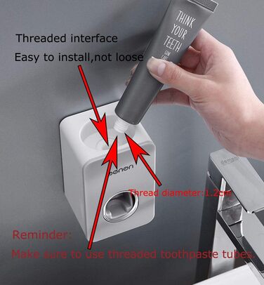 Автоматичний диспенсер пасти та тримач для зубних щіток MHTECH - комплект з 2 диспенсери, 4 стакани, вміщує 5 щіток, настінний (світло-сірий)