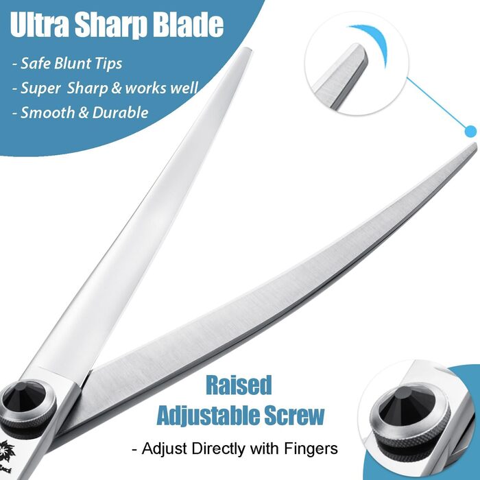 Ножиці для собак Dream Reach 6,5 дюйма, професійні, з нержавіючої сталі 440C, вигнуті, у подарунковій коробці, для грумінгу собак та котів