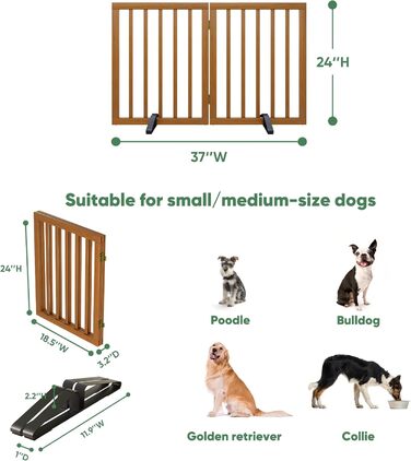 Перегородка для собак з бамбука, розкладна, для дверей, 3 панелі (білий). Металеві ніжки, для дому, роздільник простору. Ширина 55' та 37'