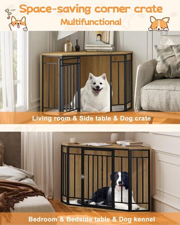 Клітка для собак EUGAD, собача будка для дому, металева, 111x67x60 см, з подушкою