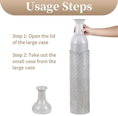 Vintage Black Tall Floor Vase Set of 3 - 68/51/41cm Metal Honeycomb Texture Matte Floor Standing Vase for Living Room, Dining Room, Bedroom, Hallway, Office - Indoor Decorative Vase