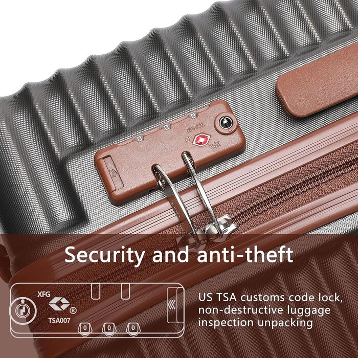 Чохол для ручної поклажі літака, жорсткий, з 4 спіннерами, легкий, з TSA-замком (сірий)