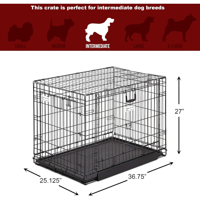 Кія MidWest Homes for Pets Ovation Modell 1924 - переносна будка для собак, чорна, для маленьких порід, з роздільником, захистом підлоги, витривала