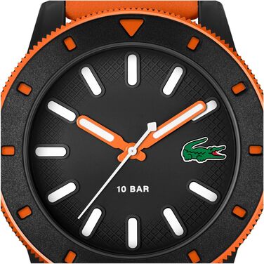 Годинник чоловічий Lacoste 12.12 Scuba кварцовий з силіконовим браслетом (помаранчевий)