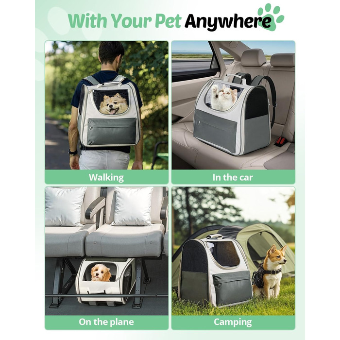Розширюваний рюкзак для кота та собаки, переноска для тварин, рюкзак для великих котів та маленьких собак до 8 кг, переноска-рюкзак для транспортування/поїздок/кемпінгу
