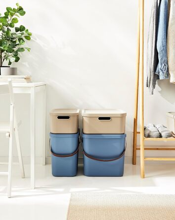 Rotho Albula Storage Box 40l with Lid, Plastic (Recycled PP), Green, 40l (40.0 x 40.0 x 34.0 cm) (Blue)