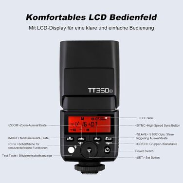 Спалахувач Godox TT350C для Nikon з радіосинхронізацією 2.4G X System, TTL/HSS, Li-ion акумулятор 2500mAh