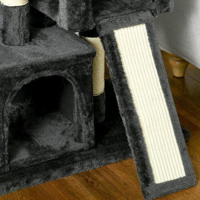 PawHut Scratching Post 83 cm Small Cat Scratching Post with Sisal Pillars, Cat Scratching Post, Cat Climbing Tree, Cat Tree, Cat Furniture Play Tree for Small Cats, Dark Grey