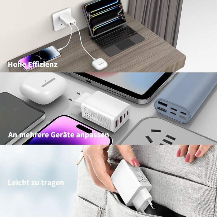 Адаптер USB-C 40W, 2 шт. з 4 портами для iPhone 16/15/14/Plus/Pro/Max/13/12/11/SE, iPad, PD 3.0, швидка зарядка, блок живлення (без кабелю)