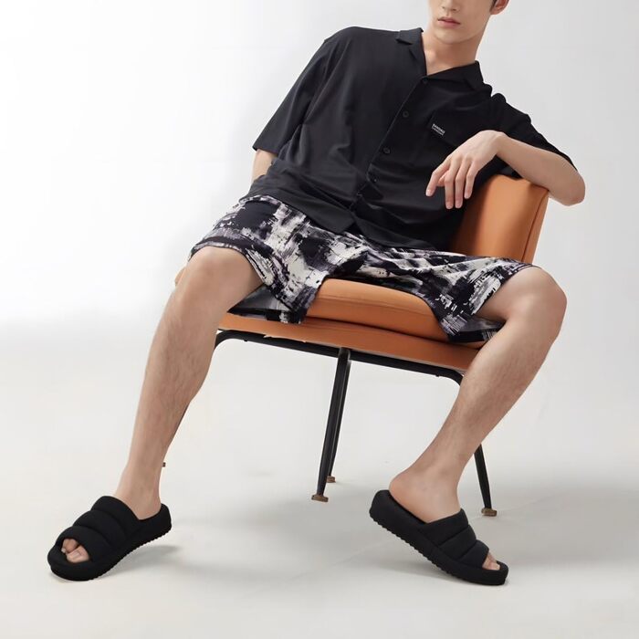 Чоловічі домашні тапочки KuaiLu, модна стежка, тканинні сандалії, комфортні, з піною пам'яті, для дому та вулиці, чорні, 44 EU