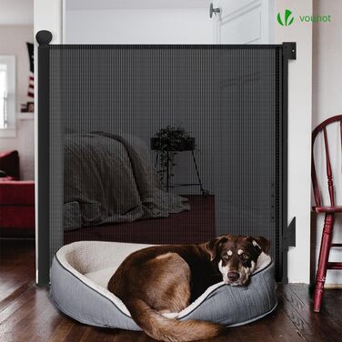 Захист для дитячих воріт, розтяжний, 0-180 см, Vounot. Захист від падіння для дітей, котів та собак. Чорний колір