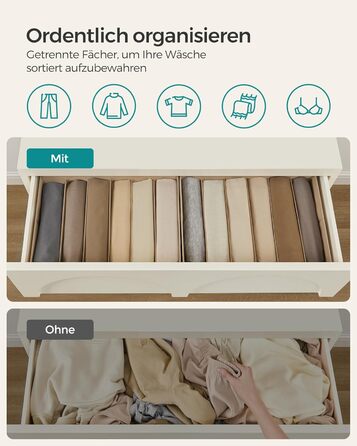 SONGMICS Closet Organizer 6-Piece Set, Storage Box with 6 Compartments, Drawer Organization System, Folding Storage Boxes, 42 x 30 x 17 cm, for Pants, Clothes, RUS009G03 (Sand Beige)