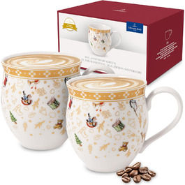 Набір чашок з ручкою Villeroy & Boch Toys Delight, 2 шт., ювілейна колекція, порцеляна, різнокольорові з золотом, 440 мл, декоративні колекційні чашки
