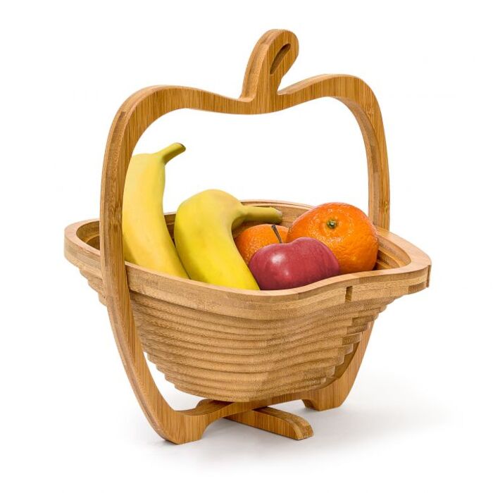 Relaxdays Collapsible Apple Basket made of Bamboo