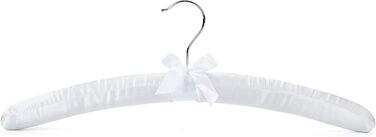 Amber Home 10-Piece 43cm White Satin Clothes Hangers, Soft Silk Hangers for T-Shirt, Shirt, Coat, Dress, Tank Top, Wedding Dress, Sweater with Swivel Hook