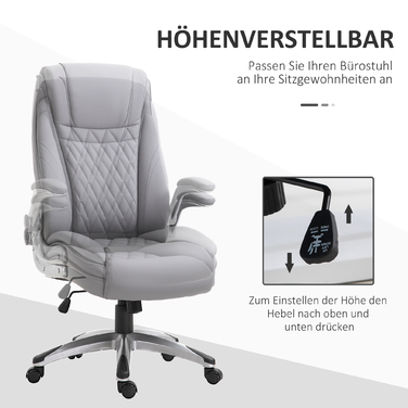 Vinsetto Office Chair, Ergonomic Desk Chair with Adjustable Armrests, Rocking Function, Height Adjustable up to 135 Kg, Grey