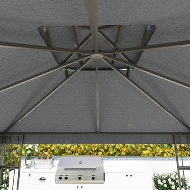 Outsunny Gazebo with Double Roof, approx. 3x3 m Water-Repellent, Stable, Winter-Proof Garden Gazebo with UV Protection, Party Tent made of Metal, for Garden, Terrace, Dark Grey | Aosom