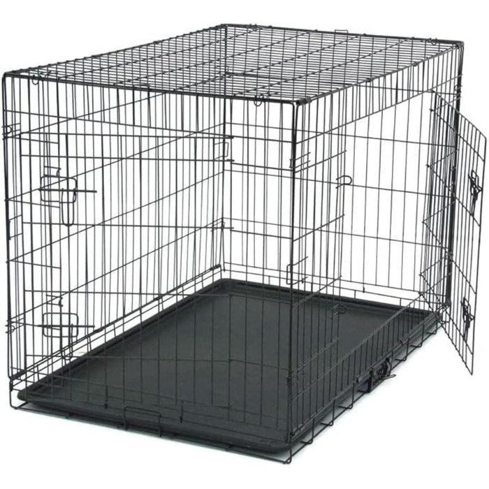 Клітка для собак складана з 2 дверцятами, переноска для собак в авто з піддоном (XL) 107 x 68 x 75 см