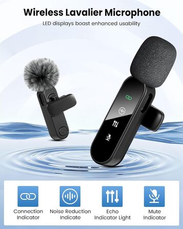 Беспроводной петличный микрофон Dual Set - Plug & Play, с автоматическим сопряжением, шумоподавлением, для iPhone, Android, USB-C устройств, YouTube, подкастов и видеосъемки