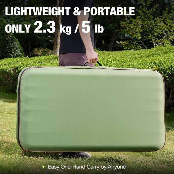 Надувне ліжко для собак Lekereise Outdoor, 126x66x12 см, водонепроникне, для середніх та маленьких собак, знімний чохол, для відпочинку в подорожах та на вулиці (зелене, XL)