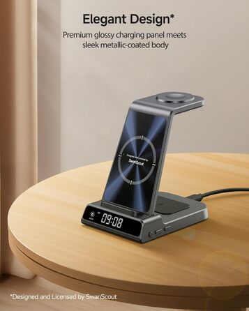 Бездротова зарядна станція 3-в-1 для Apple iPhone 16/15/14/13/12 Pro/Plus, Apple Watch Ultra 2/9/8/7/6/5, AirPods Pro/4/3/2 Tech-Grau