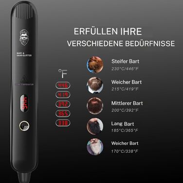 Електрична випрямляч для волосся TENTEK для чоловіків з регулюванням температури, іонізація, захист від опіків, чорний