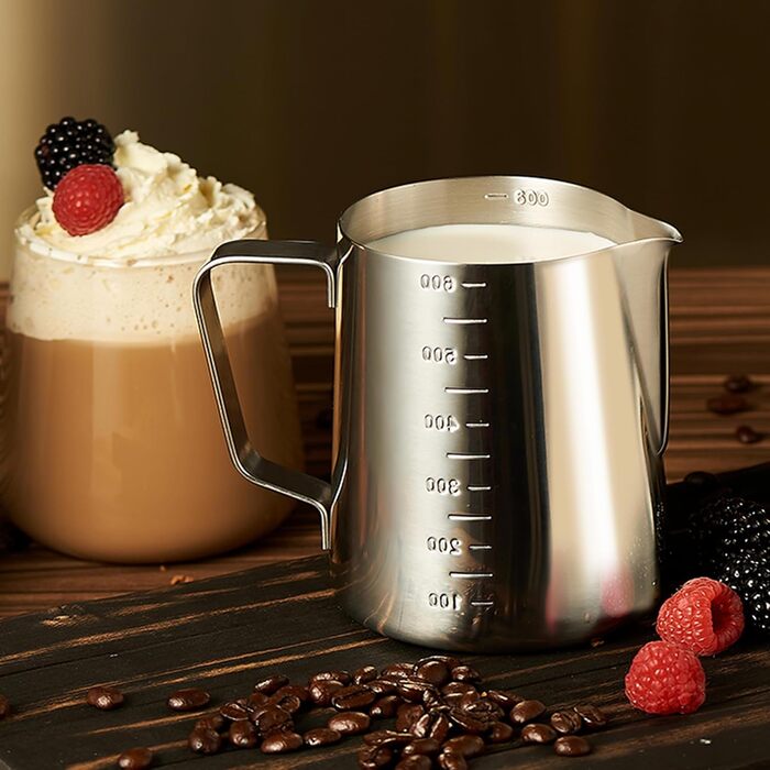 CURTA Milk Can, Milk Frothing Pitcher, Milk for Art, Silver Milk Pitcher, 600 Stainless Steel Milk Pitcher