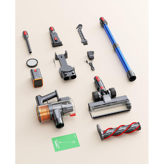 SunSare Бездротовий акумуляторний пилосос 550W/45000Pa/60хв, з базою для зарядки, легкий, тихий, для твердих поверхонь, килимів та шерсті тварин